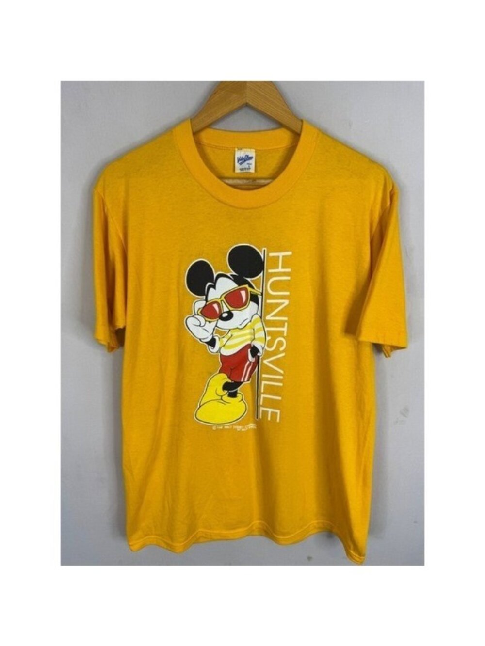 Vintage Velva Sheen Mickey Mouse Huntsville Yellow Single Stitch T-Shirt Large